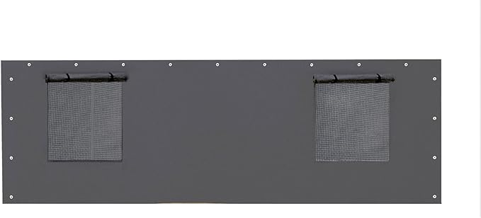 Sidewall Panel with Mesh Windows and Elastic Ball Bungees, for 10x20 FT or 12x20 FT Garage Party Tent Shelter - Gray, One Sidewall Panel Only