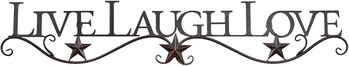 BLACK FOREST DECOR Live, Laugh, Love Metal Star Wall Hanging