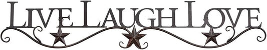 BLACK FOREST DECOR Live, Laugh, Love Metal Star Wall Hanging