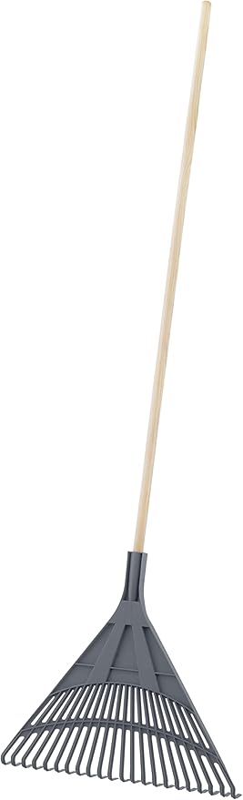 Superio Adult Rake with Hardwood Handle, Durable Plastic Head to Sweep Leaves in Lawn and Tidying Up The Garden, 61"