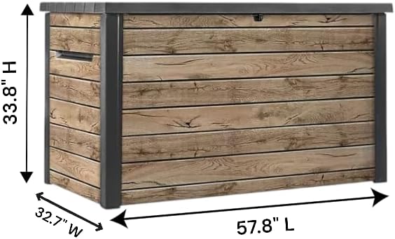 230-Gallon XXL Deck Storage Box Outdoor Patio Container (Ash Wood Brown)