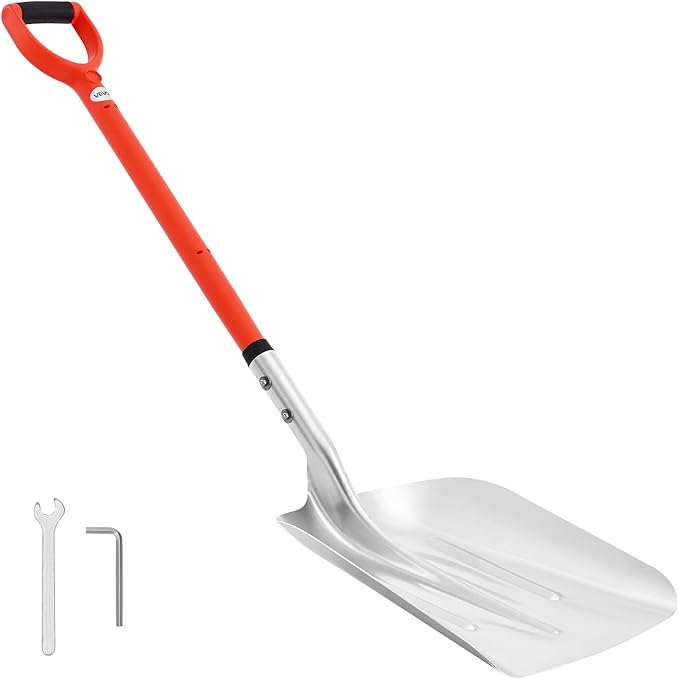 VEVOR Snow Shovel for Driveway, 14 in Wide Aluminum Alloy Snow Shovel with D-Shaped Handles, Large Capacity Snowplow Shovels, Lightweight Snows Removal Tool for Garden Car Camping