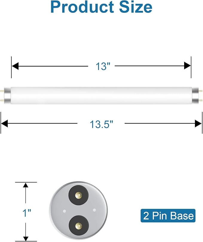 Dichroma Bug Zapper Replacement Bulb Light Tube 10W for 20W Electronic Bug Zapper, T8 Bulbs for Indoor Outdoor Mosquito Zapper Lamp (4 Pack)