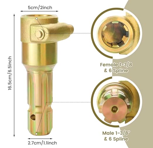 Upgraded PTO Extender for Tractor 1-3/8" & 6 Spline Female, 1-3/8" & 6 Spline Male 70HP for Quick Connect Adapter for Bush Hog,Kubota,Snow Blower, Finish Mower