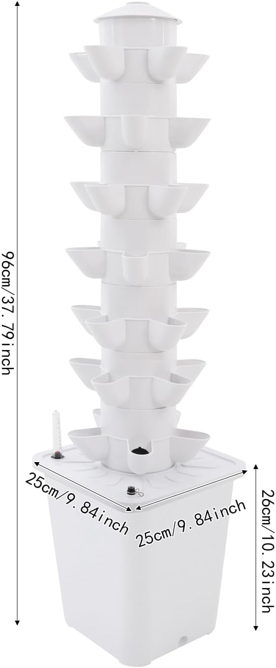Hydroponic Growing Tower, 7 Layer 35 Pods Hydroponic Grow Towers Kit with Water Pump and Movable Water Tank, Plant Germination Kit, for Vegetable, Strawberries, Lettuce