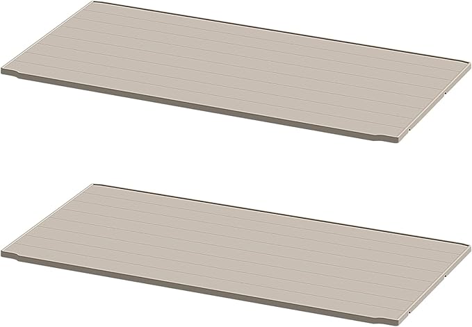 Patiowell Shelf of Plastic Outdoor Storage Cabinet, 26/50 Cu Ft Lockable Outdoor Storage Shed Waterproof Patio Tools Storage Box (2 Shelves),Beige