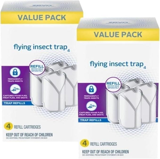 Zevo Insect Trap Refills – 8 Cartridges for Plug-in Bug Catcher – Long-Lasting Indoor Fly & Gnat Protection