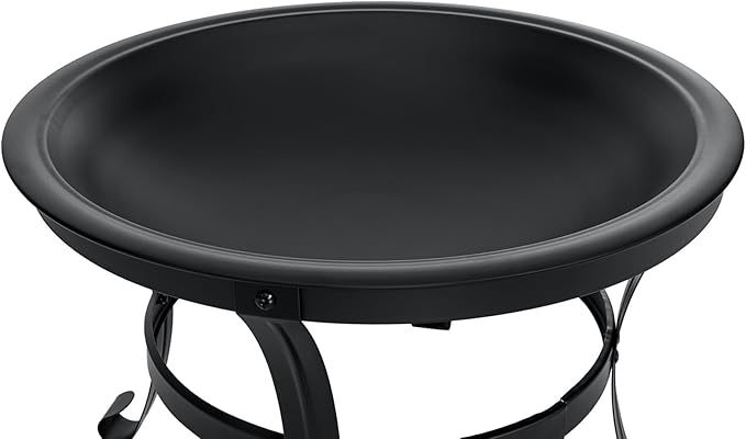 SINGLYFIRE 22 inch Fire Pit for Outside Outdoor Wood Burning Small Bonfire Pit Steel Firepit Bowl for Patio Camping Backyard Deck Picnic Porch,with Spark Screen,Log Grate,Poker