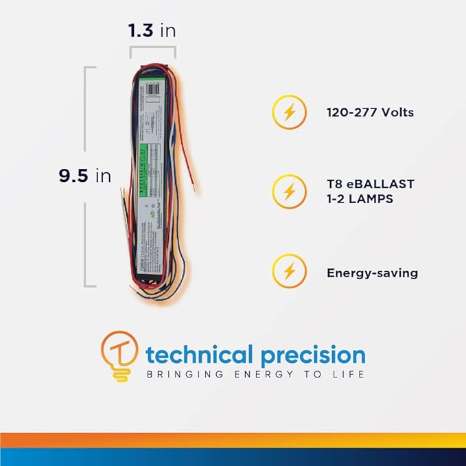 Technical Precision Replacement for Advance ICN-2P32-SC Ballast 120 277v Operates on F17T8, F25T8, F30T8, F32T8, F32T8/ES, F36T8, PL-L40W, F40T8 - Instant Start - 1 Pack