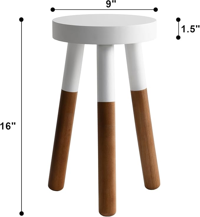 9" Rubber Wood Plant Stool, Wood Accent Stool, Reverse Dipped (16" Tall)