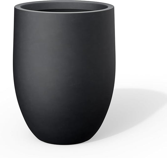 Kante Tall Concrete Planter, 21.7-Inch Height Black Large Indoor Outdoor Plant Pot with Drainage Hole for Patio Garden Home, Modern Decor for Flowers and Tree