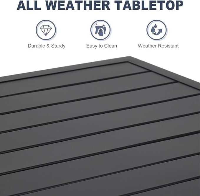 5-Piece Outdoor Dining Set, 35'' Square Table with 4 Swivel Chairs, All Weather Frame Furniture Set - Brown Style1