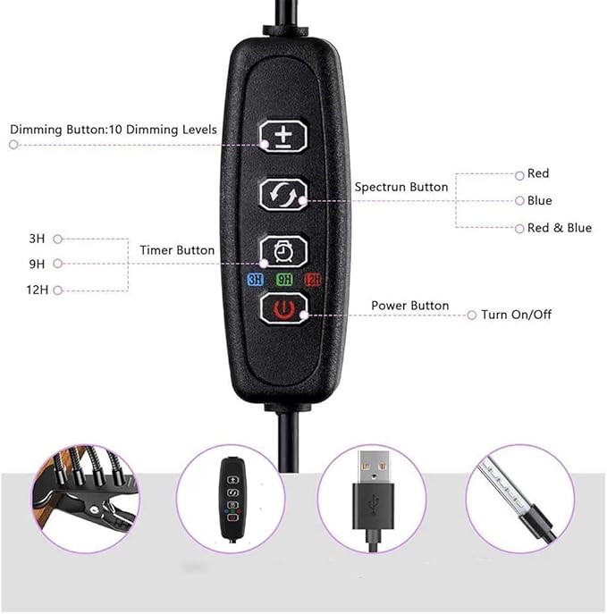 80W Grow Light 80 LED Multi-arm Plant Light Desk Clip On Indoor Plant Flower Lamp Long Arm Grow Lamp