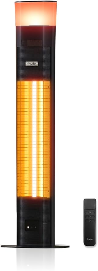 Electric Infrared Patio Heater, Built-in Speaker & 16-color Mood Lights, 43 inch, IP65 Waterproof, 24H Timer, 1500W, Sleek Aluminum Unibody, Creates a Warm & Vibey Atmosphere Outdoor/Indoor