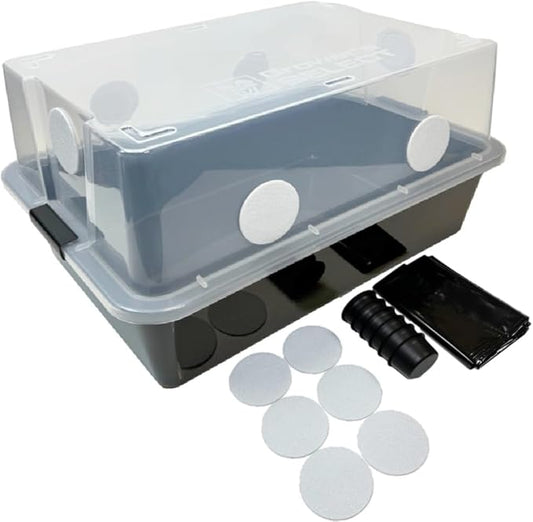 Grower's Select 66Q Large Mushroom Monotub Fruiting Chamber with Filter Disks and Liner