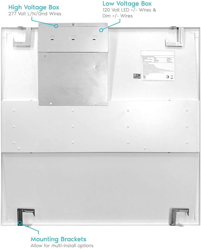 2x2 FT Center Basket LED Troffer Panel Light, 20/30/40W, 3 Color Options 3000K | 4000K | 5000K, Dimmable Drop Ceiling Lights, 2500/3750/5000 Lumens, Damp Rated, 120-277V, DLC Premium (4 Pack)