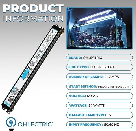 OHLECTRIC Replacement for ICN-4S54-90C-2LS-G 4 Lamp - T5 Fluorescent Electronic Ballast - 120-277 Volt - Instant Start - Standard and Energy Efficient Ballasts, UL Approved - OL- 66437