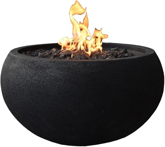 York Concrete Fire Pit 27" x 27" Outdoor Patio Firepit Includes Lava Rocks Modern Fire Pits & Outdoor Fireplaces for Garden, Deck, Indoor & Outdoor Heating