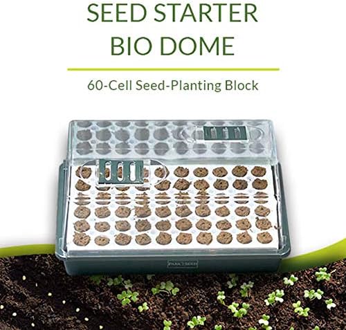 Park Seed Bio Dome Seed Starter Kit with 60 Cell Planting Block, Base Tray, Humidity Dome & 60 Bio Sponges