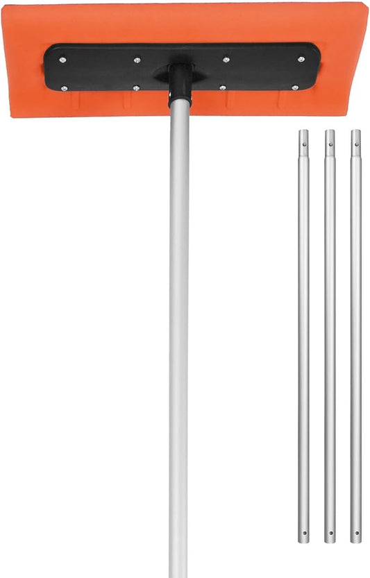 VEVOR Snow Roof Rake, 17.7 in Foam Blade, 7.3-18.4 ft Adjustable Roof Snow Scraper, Extension Tubes & Non-Slip Handle, Lightweight Snows Removal Tool for House Leaves Debris Clearing