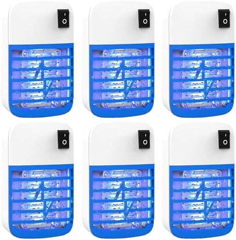 Bug Zapper Indoor, Fly Trap for Indoors, Electronic Mosquitoes Killer Mosquito Zapper with Blue Lights for Living Room, Home, Kitchen, Bedroom, Baby Room, Office(6 Packs)