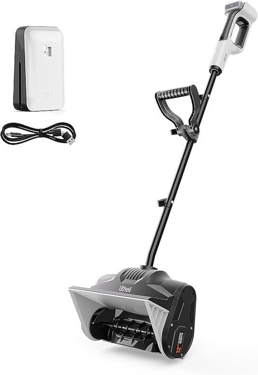 Litheli Cordless Snow Shovel, 20V 12'' Brushless Electric Snow Blower for Driveway, Battery Powered Snow Thrower, 4.0Ah Battery Included