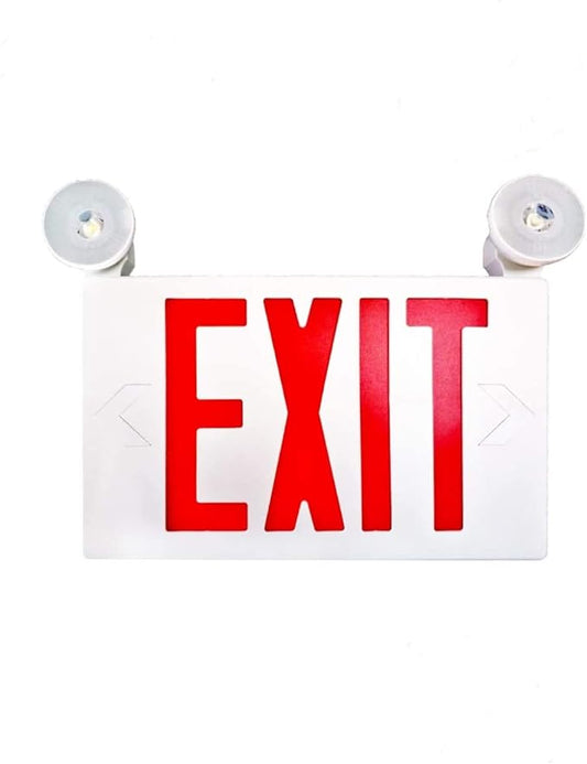 SPECTSUN 1PACK LED Exit sign Light with Battery Backup, Red Exit Emergency Sign with 2 Lamp Heads, Fire Exit Sign with Emergency Lights, Hardwired Exit Sign, Plastic Modern Exit Sign Indoor