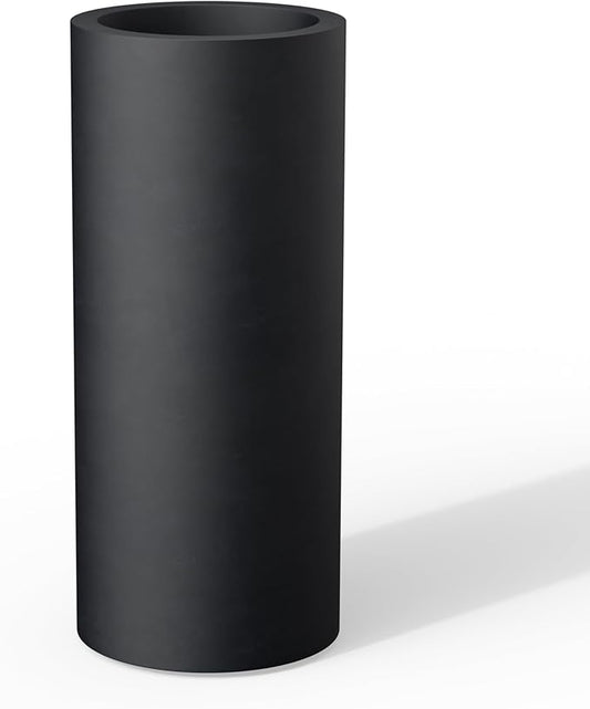 Kante 18.9 Inch Tall Cylindrical Planter, Large Round Plant Pots with Drainage Hole, Made with Concrete, Suitable for Indoor Outdoor Plants, Home Decor, Black