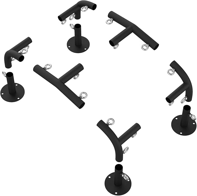 1 3/8'' Canopy Fittings for 4 Leg Carport Frame Parts, Black Canopy Pipe Fittings with Eye Bolts, Carport Frame Kit Low Peak Connectors with 156 Degree Angle(10Pcs)