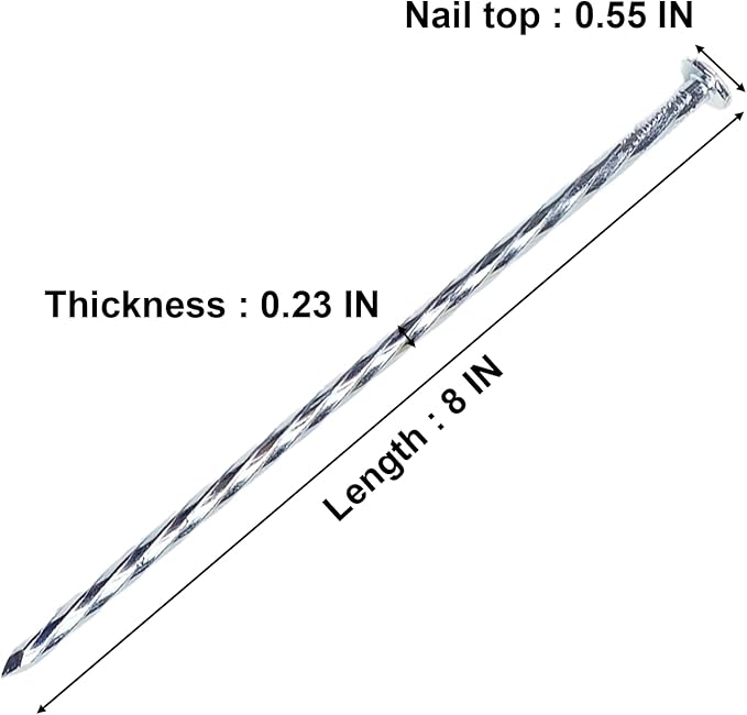 Artificial Turf Stakes Galvanized Spiral Landscape Spikes 8IN Weed Barrier Fabric Stakes for Paver Edging, Gardening Lawn Edging, Carpentry and More (20 PC)