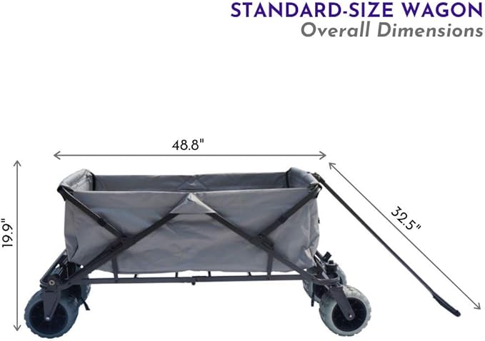 Impact Canopy Folding Collapsible Utility Wagon with All-Terrain Wheels, Grey