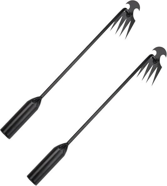 Garden weeding tool 4-tooth manganese steel forged manual weeder Portable root weeding tool Suitable for vegetable gardening backyard farm planting 19.7-inch gardening weeding tool (2-pack)