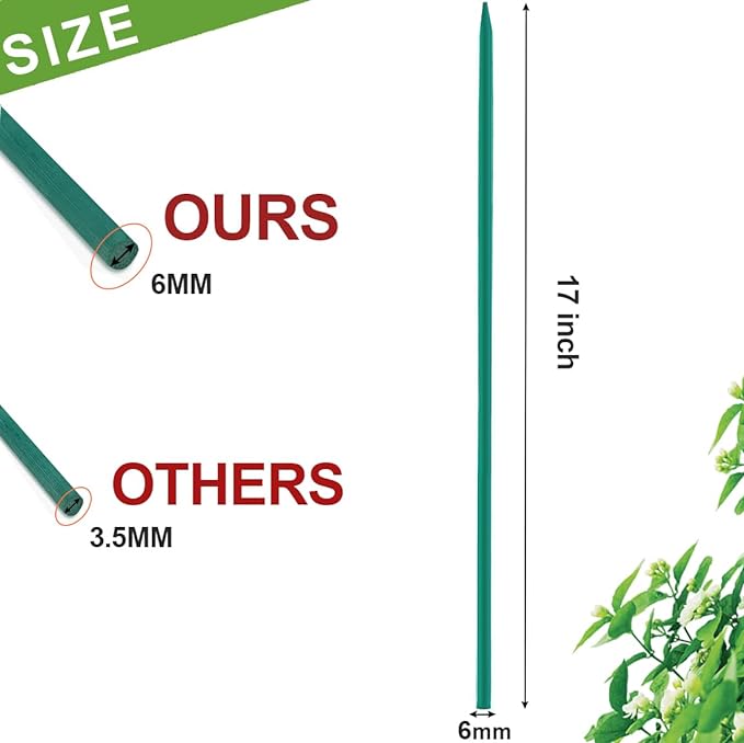 Plant Stake 17 Inch SupKing Wood Plant Sticks 30 Packs Orchid Stakes Sturdy Green Bamboo Plant Support Stake Gardening Floral Potted Plant Support