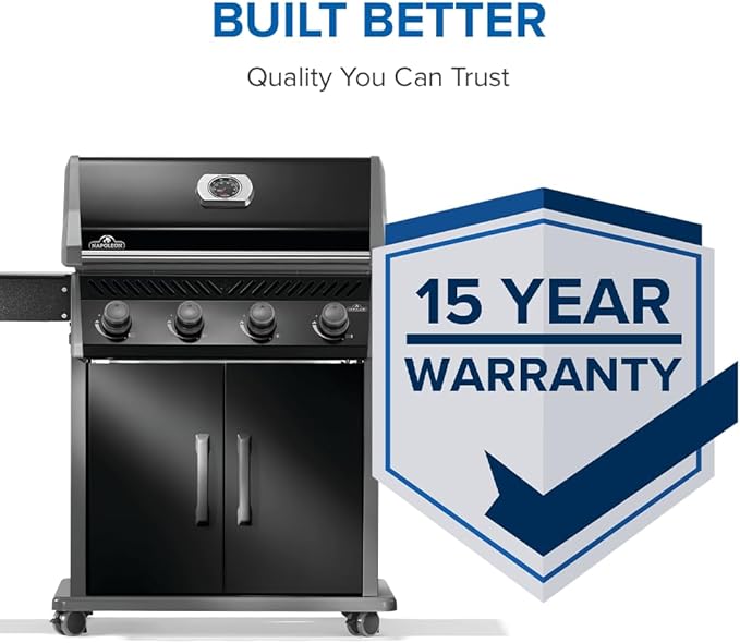 Napoleon Rogue 525 Propane Gas Grill, Black, Durable 4-Burner BBQ