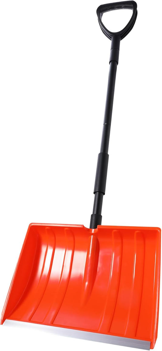 Yocada Snow Shovel for Driveway Home Garage Snow Removal Aluminum Strip with D-Grip Handle 48 inch Long Large Capacity Shovel for Garden Car Camping Outdoor Orange
