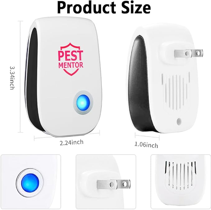 Pest Control Repeller 10 Packs Ultrasonic Mouse Rodent Rat Spider Roach Repellent Indoor Ultrasonic Pest Insect Bug Repeller, Pest Control Device for Home Mice Repellent Indoor, Insect Repellent