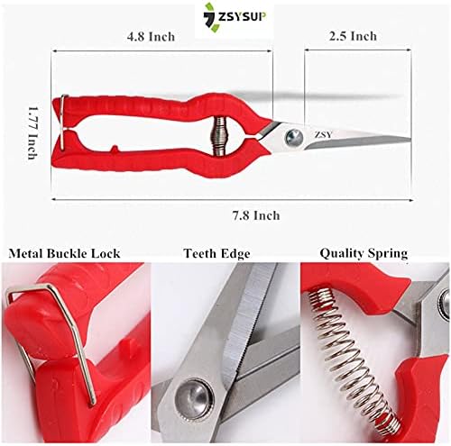 7.8'' Garden Hand Pruners, Pruning Shears with Stainless Steel Straight Precision Blade, Garden Scissors for Small Stems Flowers Fruits, Micro-Tip Pruning Snips Clippers for Cutting Trimming Shaping