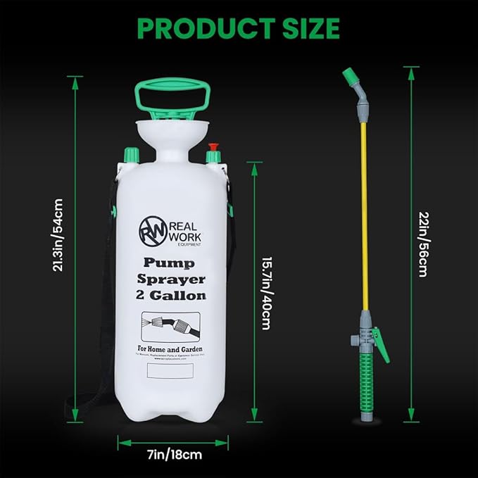 REALWORK 2-Gallon Handheld Tank Sprayer with Easy-Carry Shoulder Strap for Lawn, Garden, Yard, in Translucent White