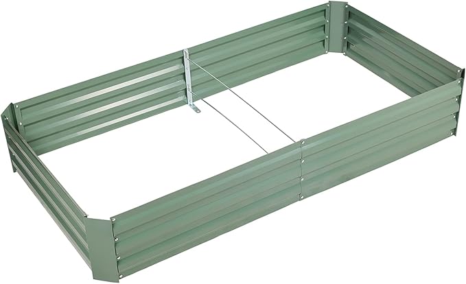 Aoodor 8 x 4 x 1 ft Outdoor Raised Garden Bed, Reinforced Galvanized Steel Planter Box for Vegetables, Herbs, and Flowers