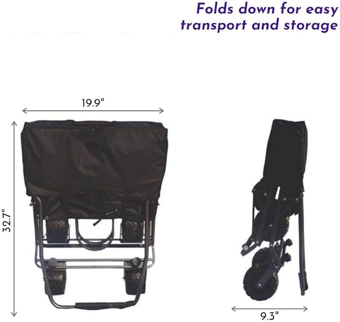 Impact Canopy Folding Collapsible Utility Wagon, Extra-Large Wagon with All-Terrain Wheels, Black