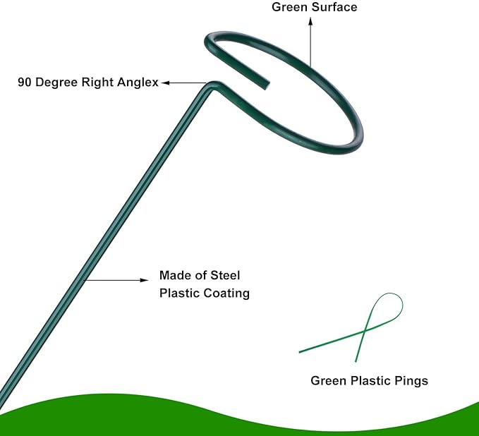 6 Pack Plant Support Stakes, 16 inch Plant Rings with 50 Pcs Plant Twist Ties, Single Stem Plant Support Stakes for Plant Flowers, Amaryllis, Rose, Orchid, Peony, Lily, Tomatoes, Vegetable