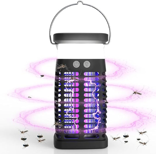 Solar Bug Zapper Outdoor Waterproof:Mosquito Repellent Outdoor Patio, Fly Trap Indoor, 4000mAh Mosquito Killer with LED Colorful Light and Cleaning Brush for Home Kitchen Garden Camping Essentials