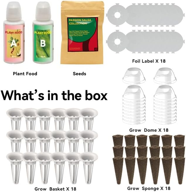 inbloom Salsa Seed Pod Kit for Aerogarden Hydroponics Growing System Kit, 18-Pods (350+ Seeds Included Cherry Tomato, Pepper & Cucumber), Grow Anything Hydroponic Supply for IDoo Ahopegarden