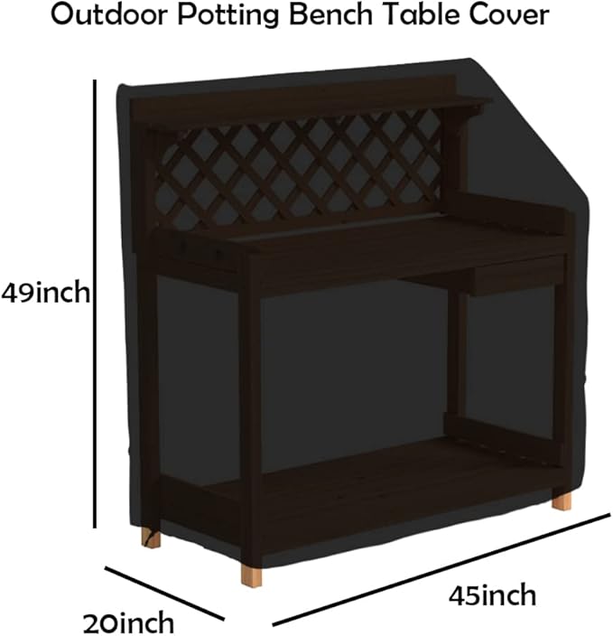 Outdoor Garden Potting Bench Table Cover Waterproof, 45" L x 20" W x 49" H