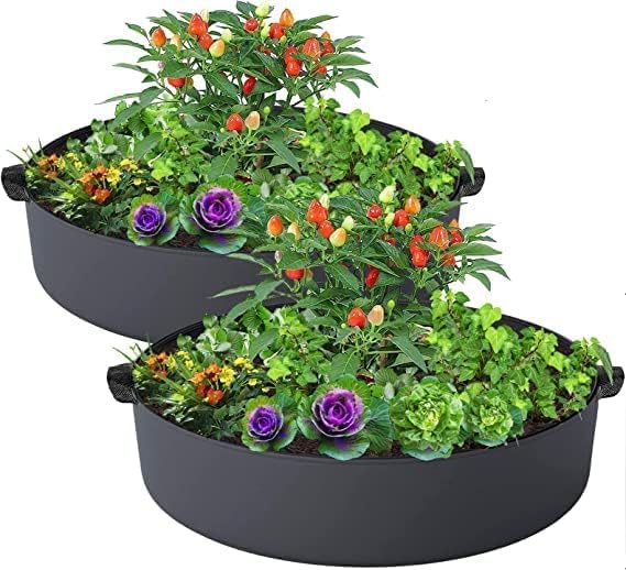 2-Pack 15 Gallon Grow Bags,Round Fabric Raised Garden Beds with 2 Handles,Durable Garden Planter Cloth Pots Container to Grow Vegetables for Outdoor Plants