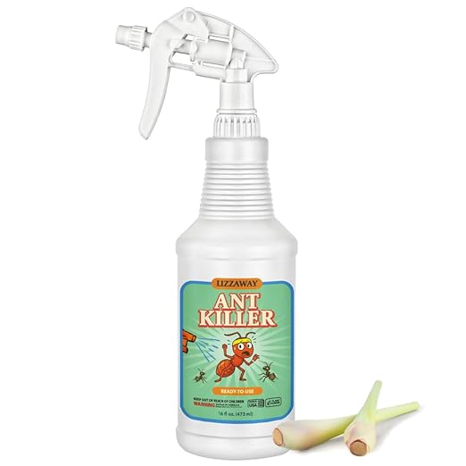 Ant Killer Spray Indoor Outdoor Use - Plant-Based Formula with Lemongrass Oil and Geraniol - Kid & Pet Safe Ant Killer Spray - Natural Ants Repellent and Prevention for Home, Car, & Outdoors