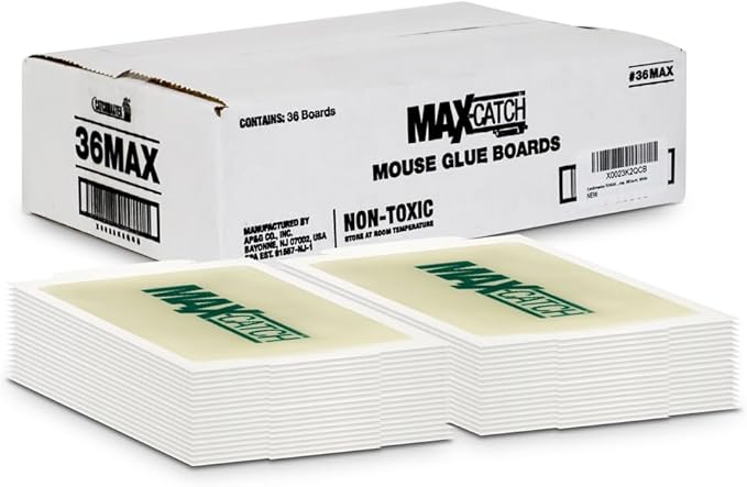 Catchmaster Max-Catch Mouse & Insect Glue Trap 36pk, Mouse Traps Indoor for Home, Sticky Pest Control Adhesive Tray for Catching Bugs, Rats & Rodents, Bulk Classic Glue Boards