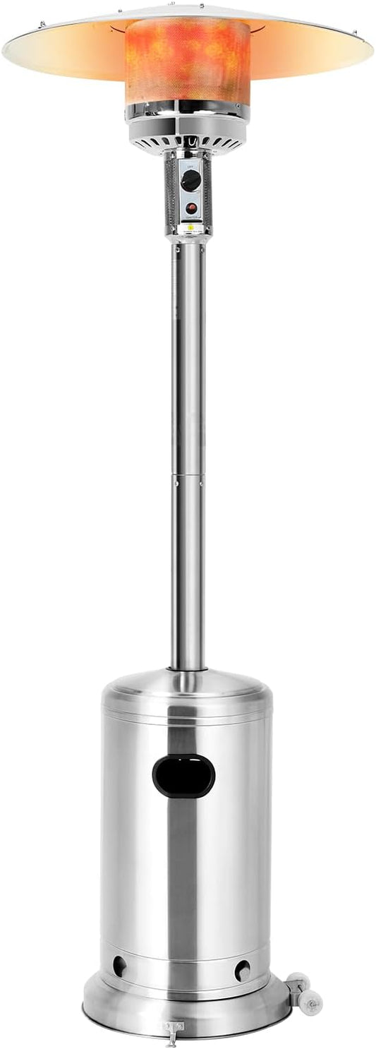 Giantex 48000 BTU Propane Outdoor Patio Heater With Wheels, Stainless Steel Heat Lamp, Trip-over Protection & CSA Certified for Commercial and Household Use (Silver)