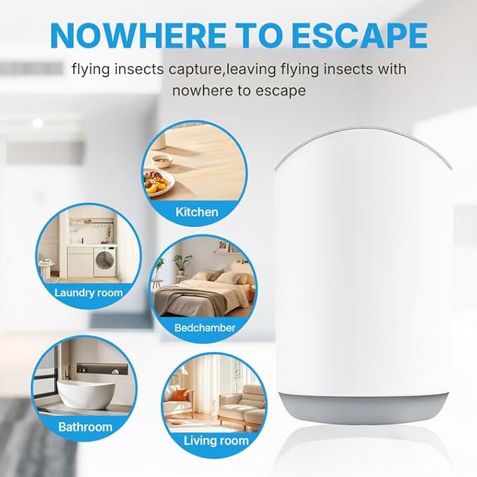 Plug-in Flying Insect Trap & Bug Zapper with Blue UV Light–Indoor/Outdoor Quiet Fly Killer for Gnats, Fruit Flies & House Flies – Bedroom, Patio, Garden (1 Device + 3 Sticky Boards)