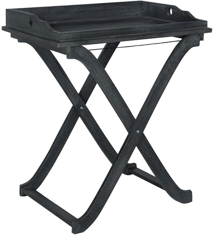 SAFAVIEH PAT6716K Outdoor Collection Covina Dark Slate Grey Tray Table